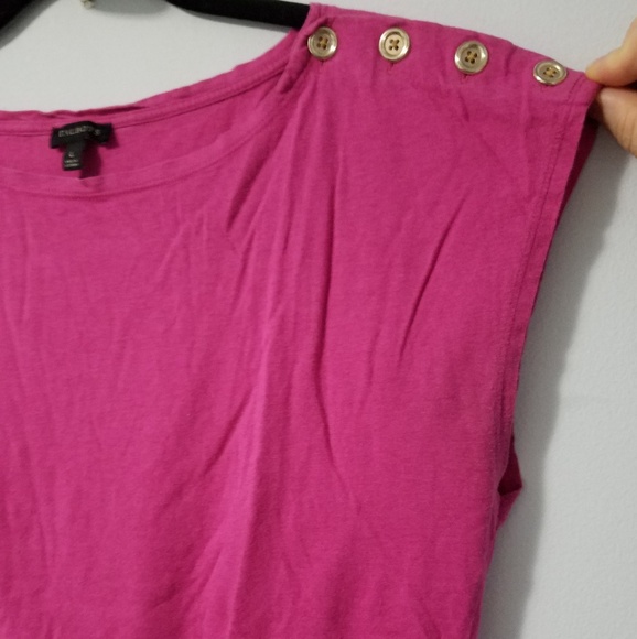Talbots fuschia button shoulder top, L - Picture 4 of 7